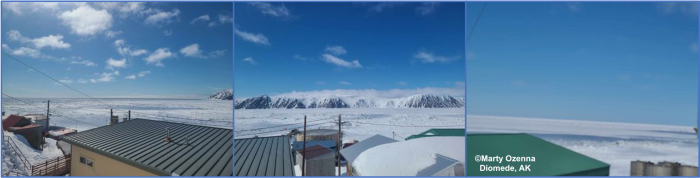 Weather and sea ice conditions in Diomede. Photos courtesy of Marty Eeleengayouq Ozenna.