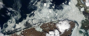 5 June 2011 Satellite image of drifting ice off Shishmaref