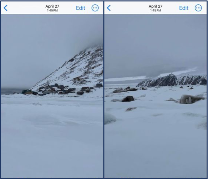Late April ice conditions in Diomede. Photos courtesy of Odge Ahkinga.