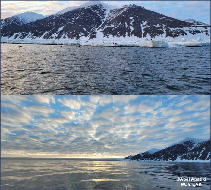 Weather and sea conditions near Wales, AK. Photos courtesy of Abel Apatiki.
