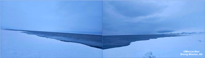 Weather and sea ice conditions near Brevig Mission. Photos courtesy of Marcus Barr.