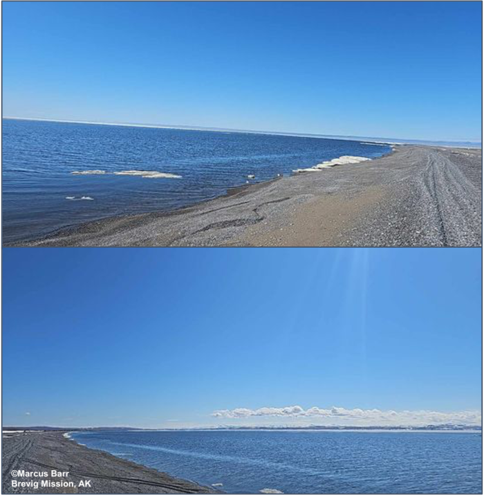 Weather and sea ice conditions near Brevig Mission. Photos courtesy of Marcus Barr.