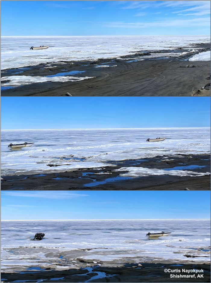 Weather and sea-ice conditions in Shishmaref. Photos courtesy of Curtis Nayokpuk.