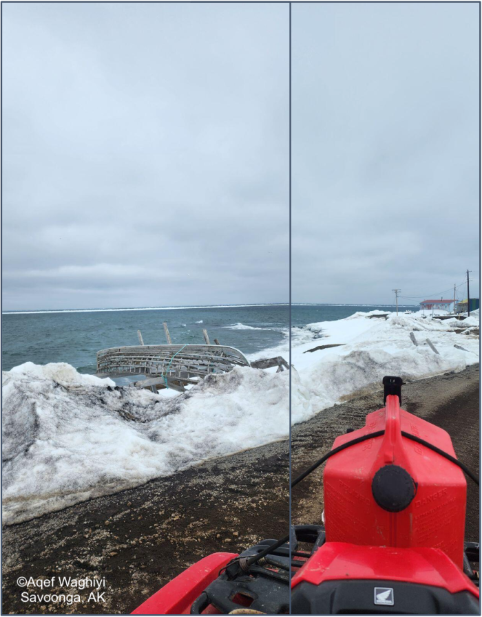 Weather and sea-ice conditions in Savoonga. Photos courtesy of Aqef Waghiyi.